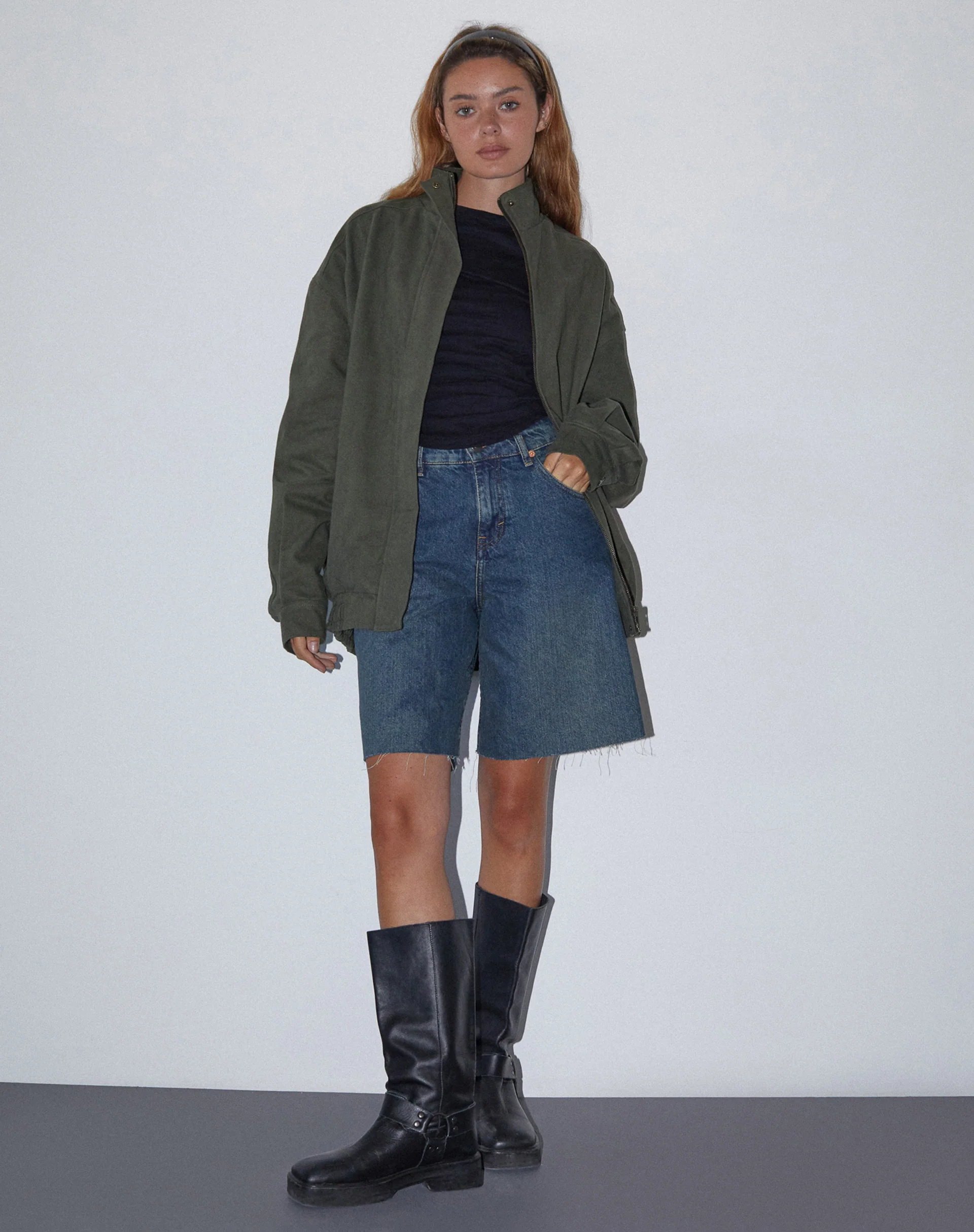 Cavine Bomber Jacket in Burnt Olive - Image 2