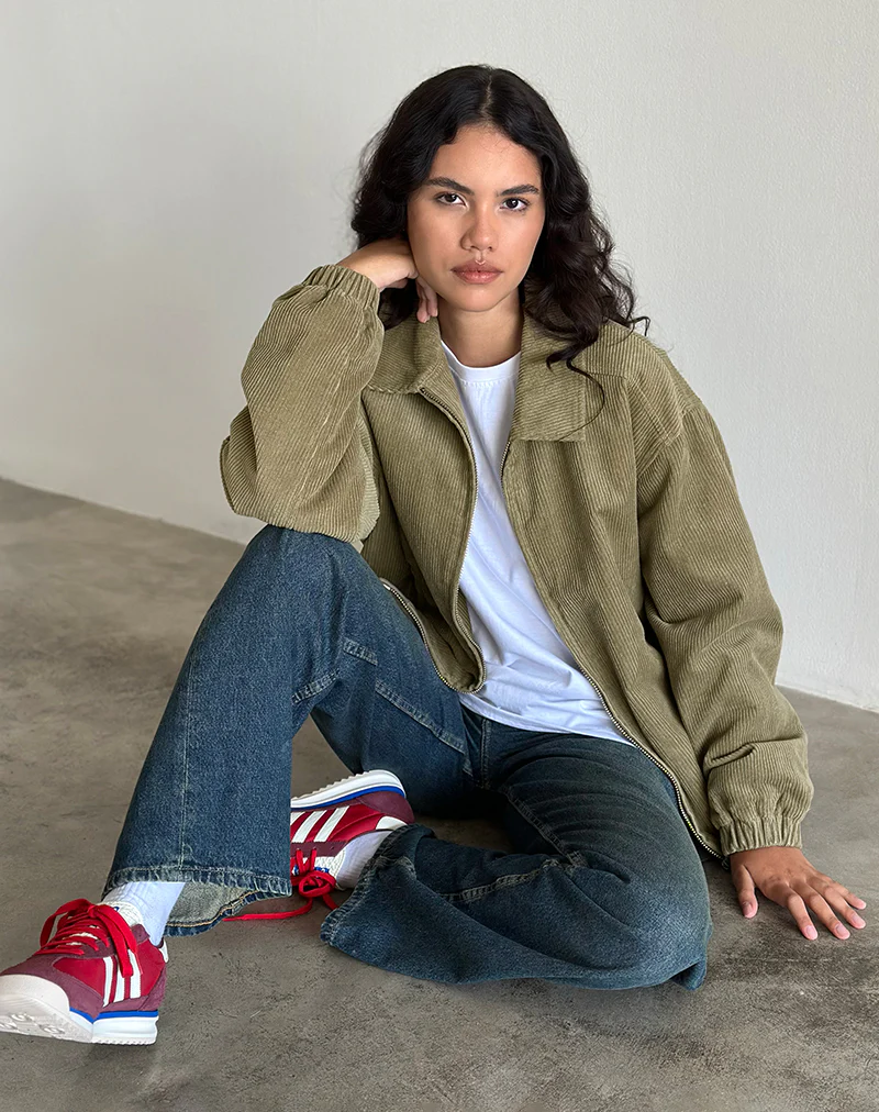 Cavita Jacket in Cord Artichoke Green - Image 2