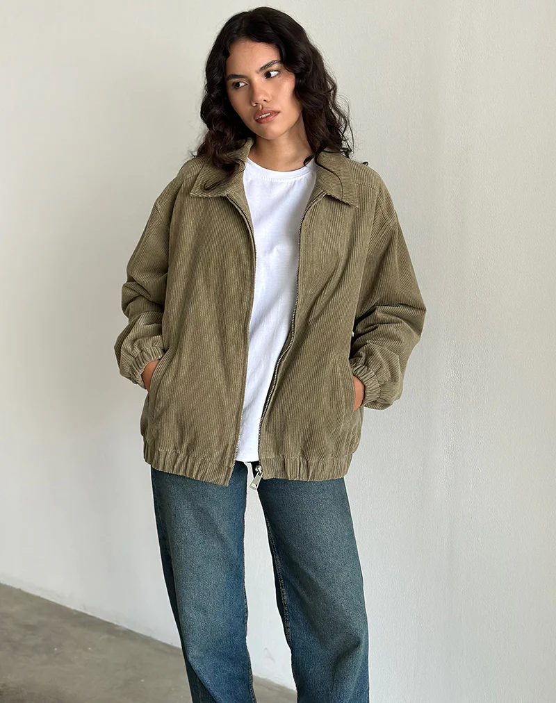 Cavita Jacket in Cord Artichoke Green - Image 4