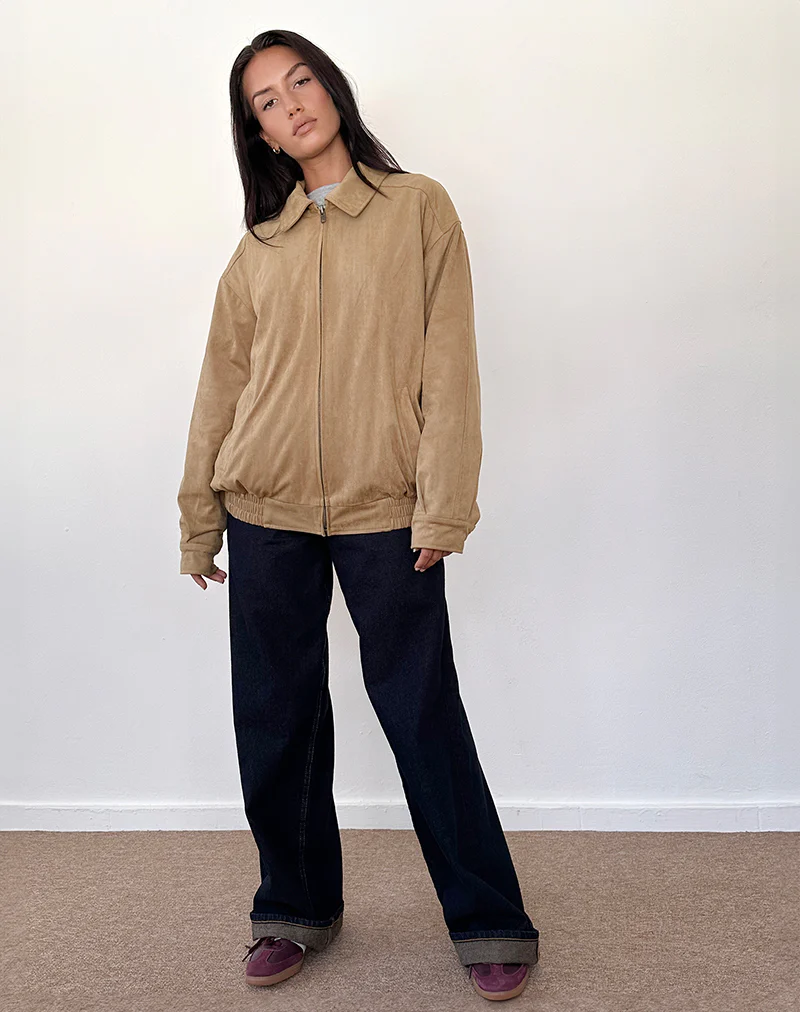 Cavita Jacket in Faux Suede Tan - Image 3