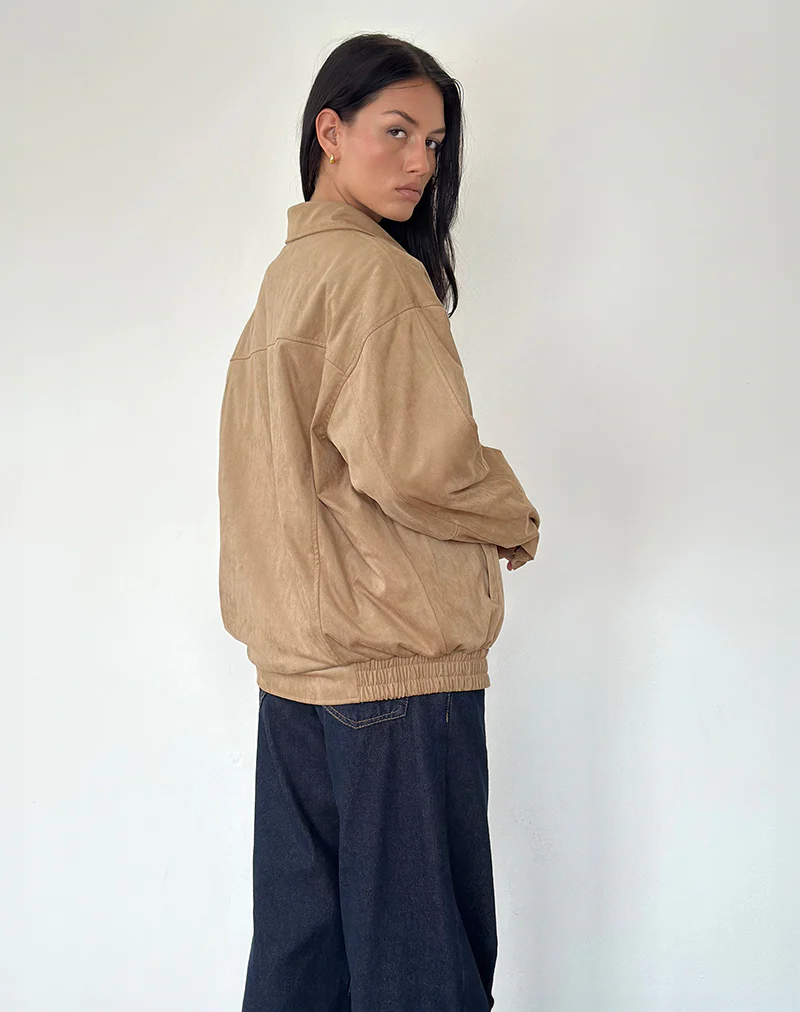 Cavita Jacket in Faux Suede Tan - Image 4