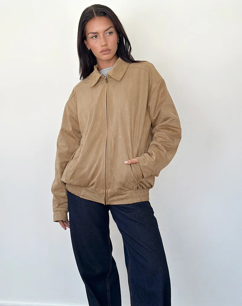Cavita Jacket in Faux Suede Tan - Image 5