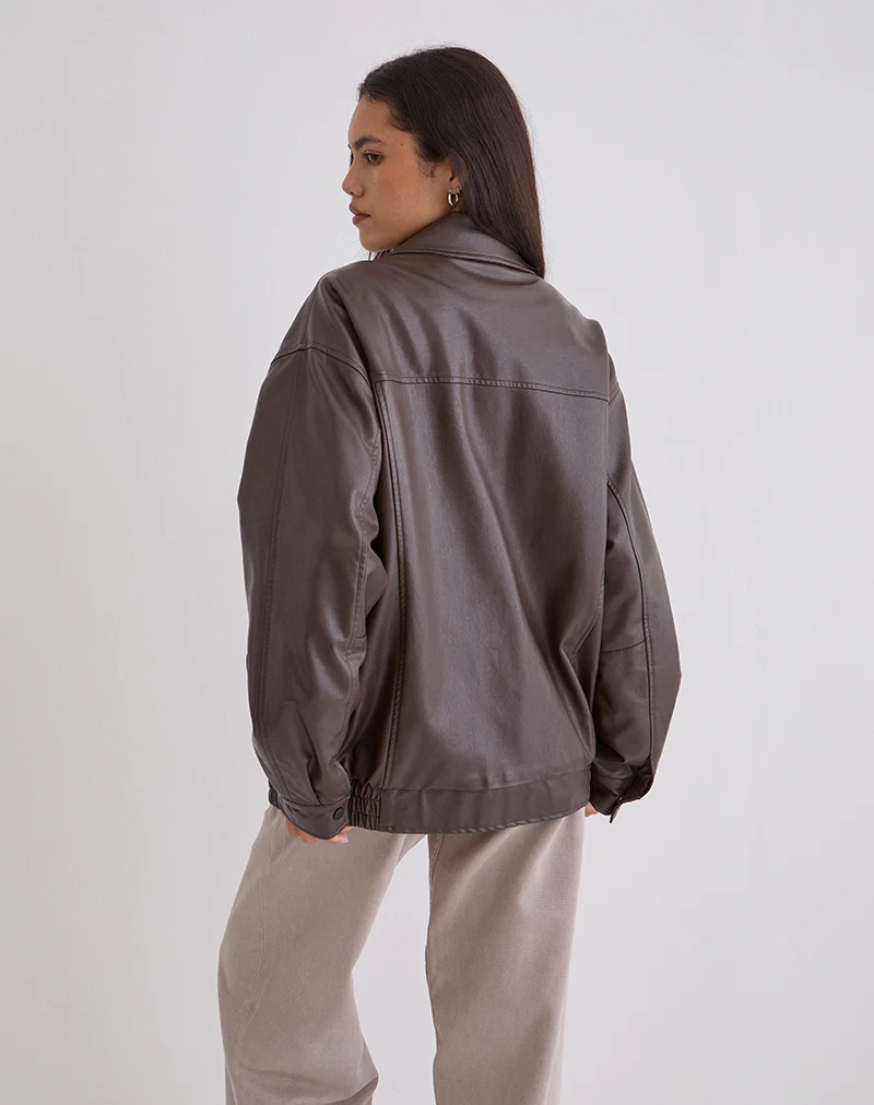 Cavita Jacket in PU Bitter Chocolate - Image 5