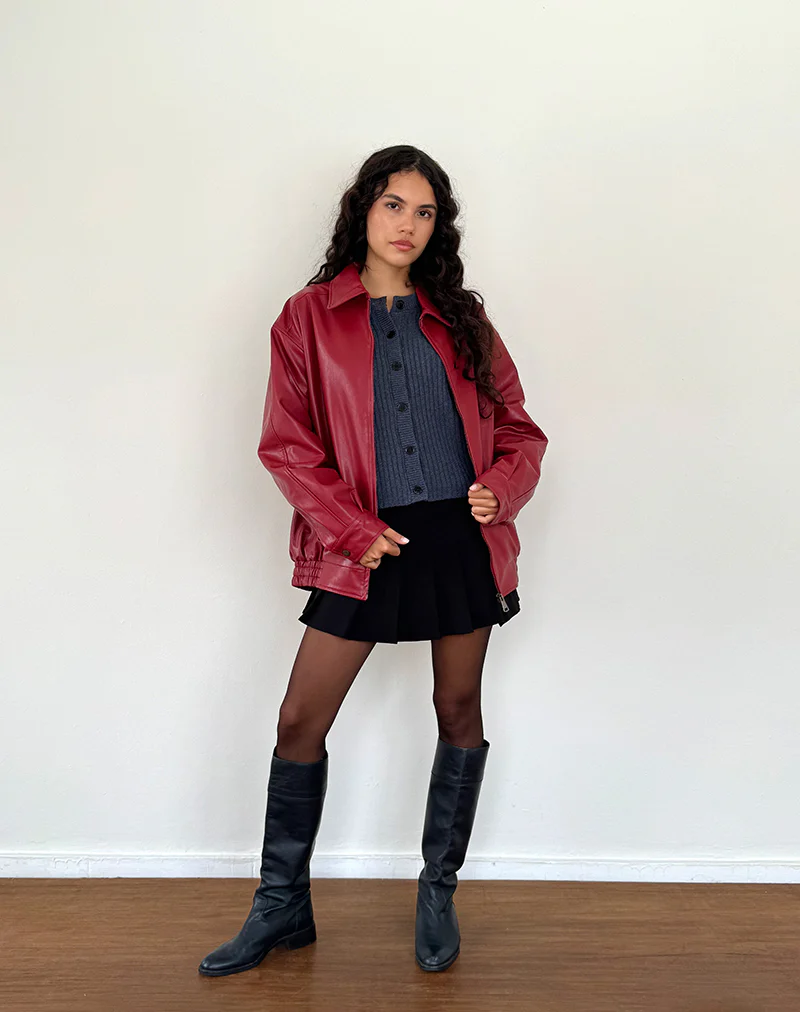 Cavita PU Jacket in Blood Red - Image 4