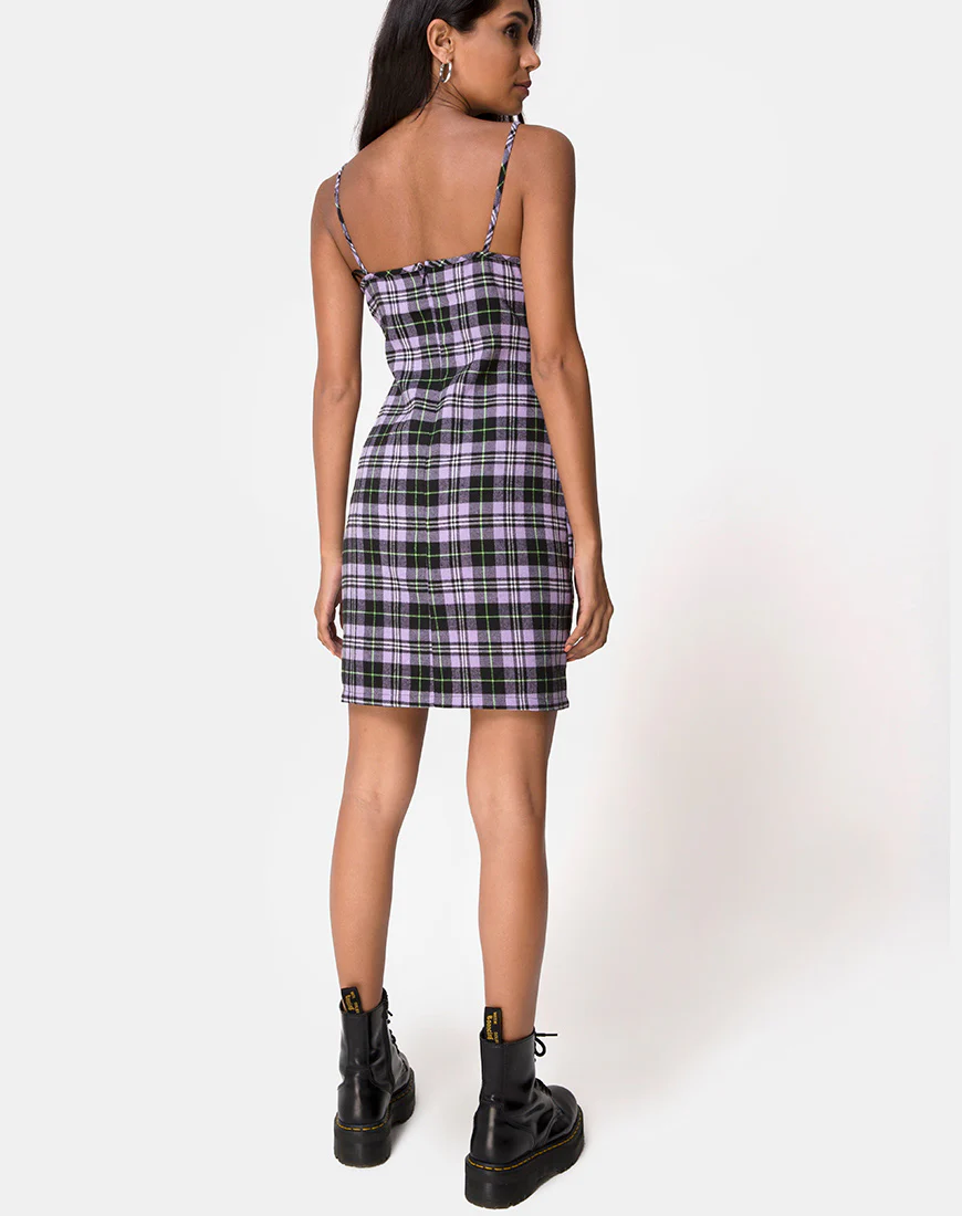 Cecile Dress in Plaid Lilac - Image 4