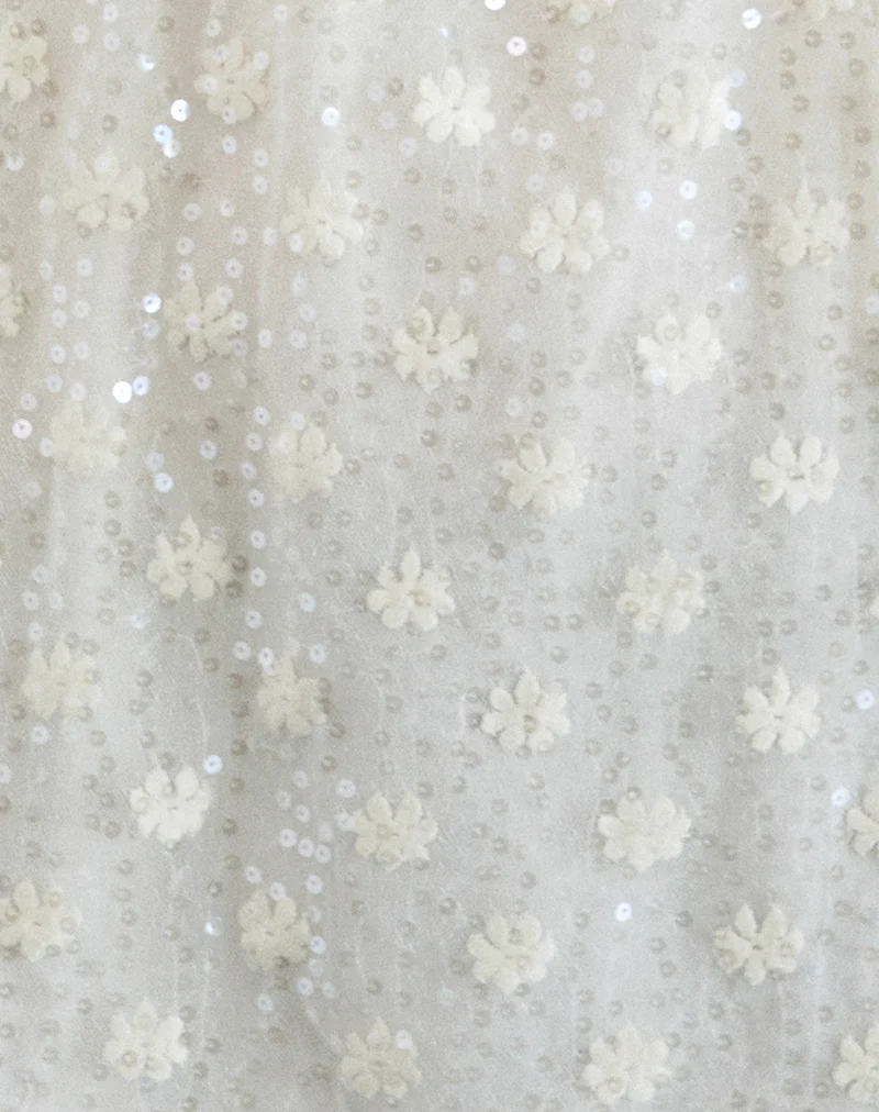 Celia Mini Slip Dress in Sequin Lace Ivory - Image 6