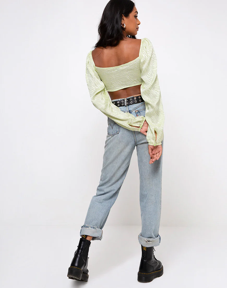 Celinda Longsleeve Top in Satin Zebra Pistachio - Image 5