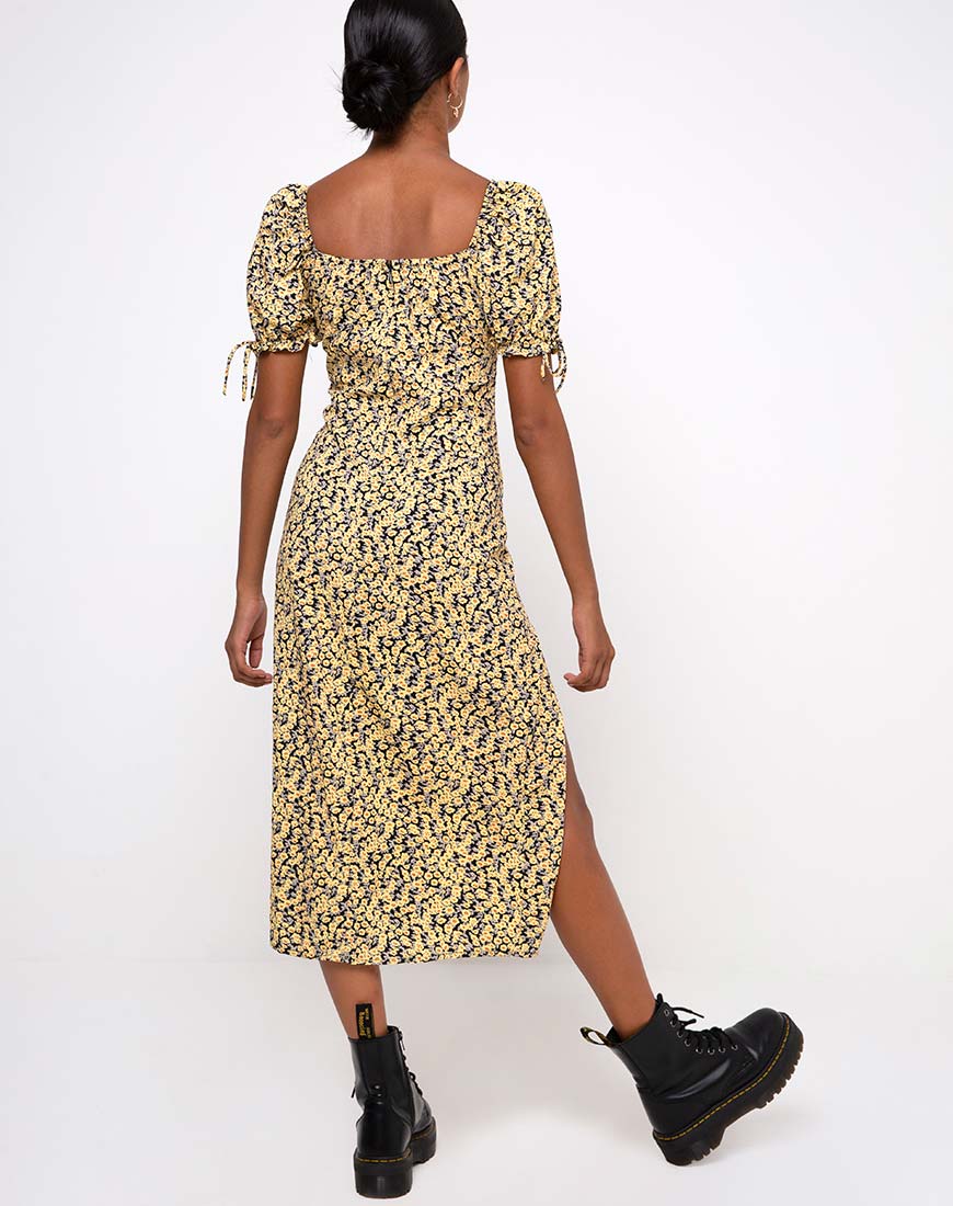 Cello Midi Dress in Mini Bloom Yellow - Image 2