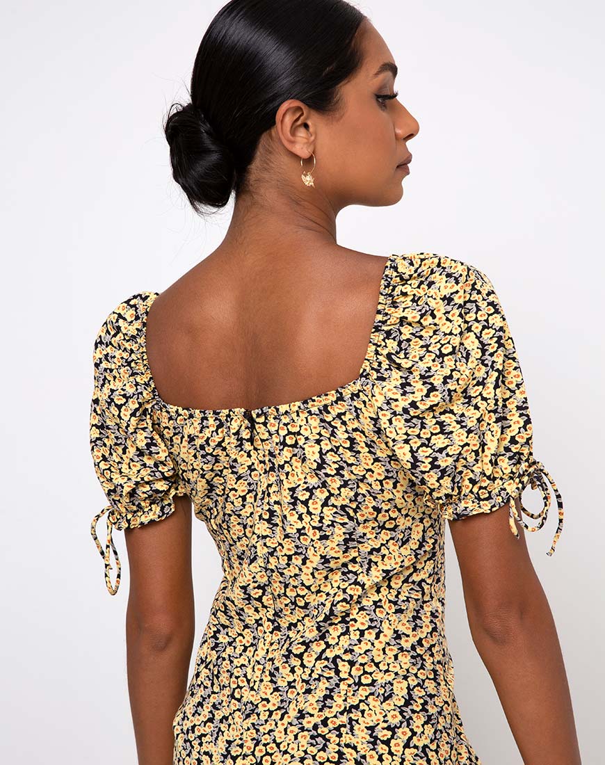 Cello Midi Dress in Mini Bloom Yellow - Image 4
