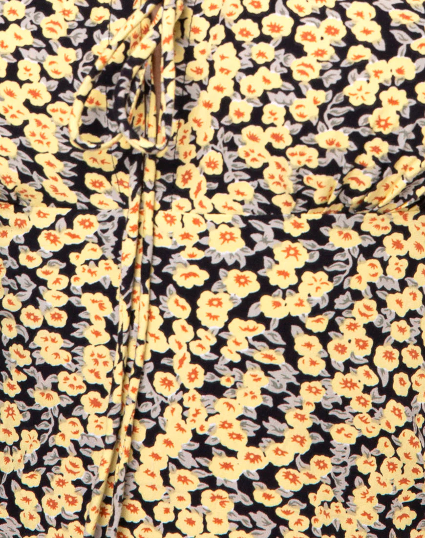 Cello Midi Dress in Mini Bloom Yellow - Image 5