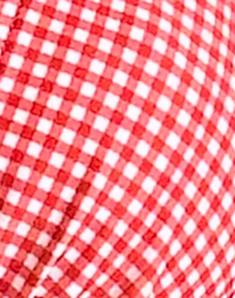 Cerry Bikini Top in Red Gingham with Picot Trim - Image 6