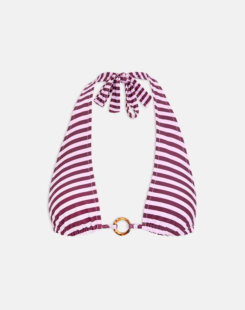 Cerry Bikini Top in Vivid Lines Purple and Pink - Image 4