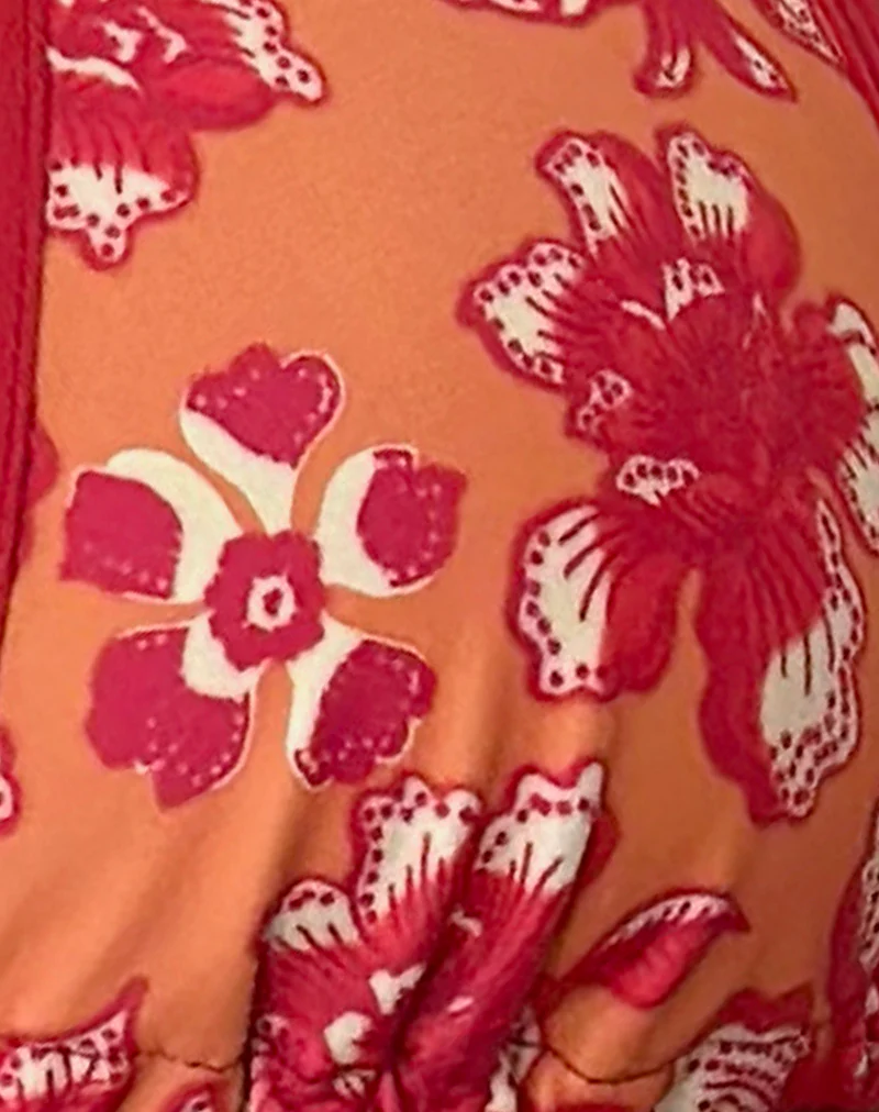 Cerry Bikini Top in Floral Fun Orange with Contrast Binding - Image 7