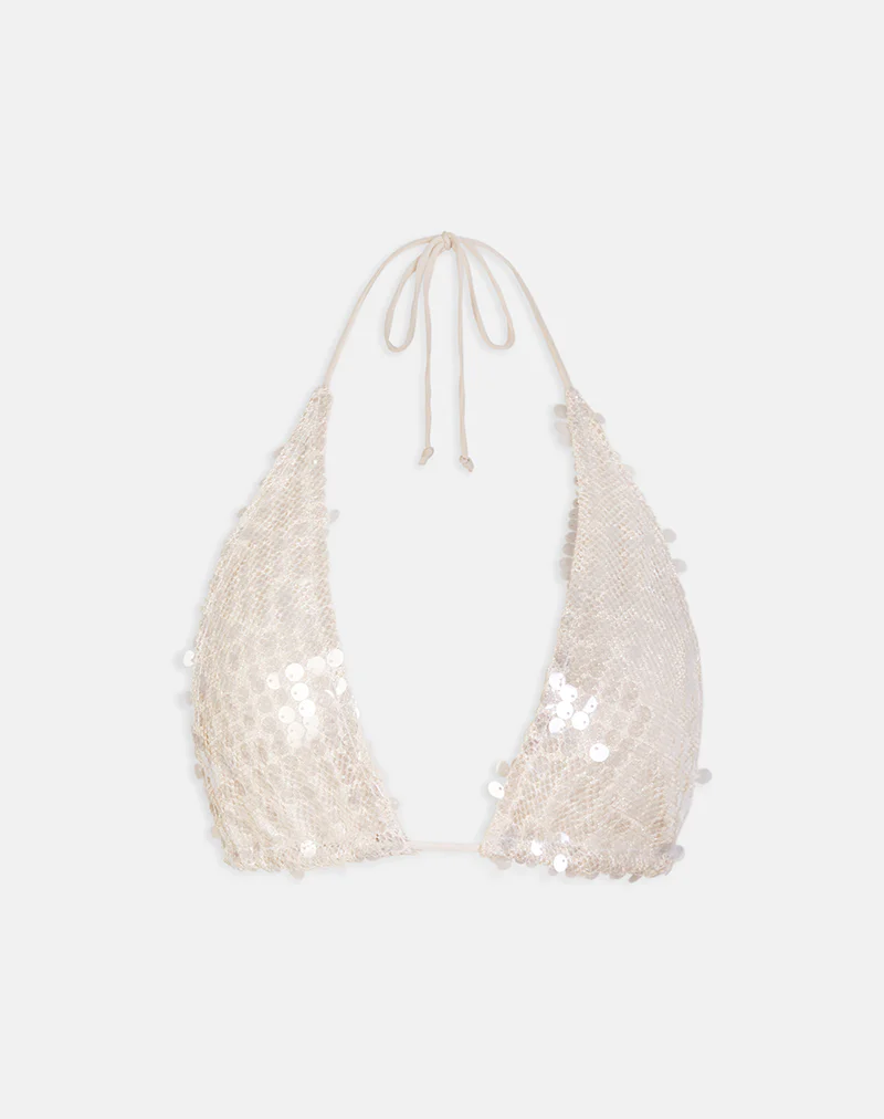 Cerry Top in Sequin Crochet Cream - Image 5