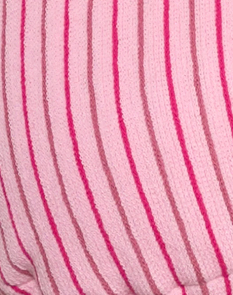 Cerry Bikini Top in Stripe Towelling Pink - Image 6