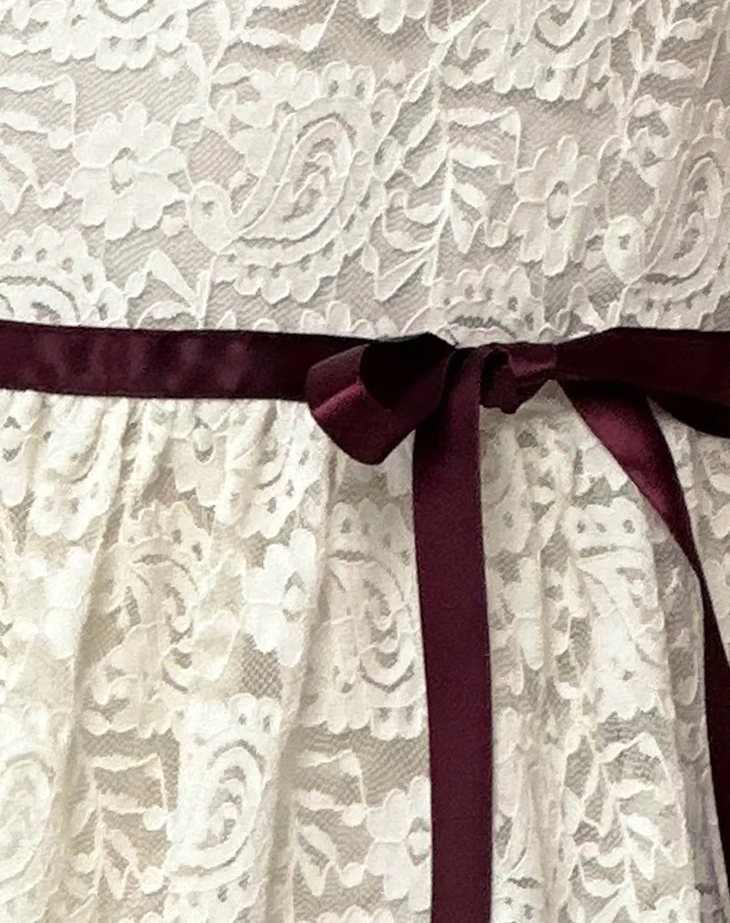Cersei Mini Dress in Paisely Lace Ivory - Image 6