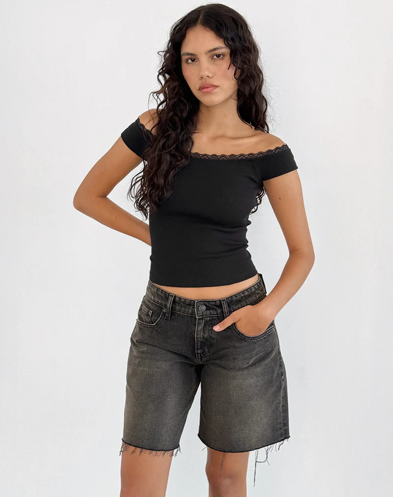 Chacha Top in Black Rib Lace - Image 4