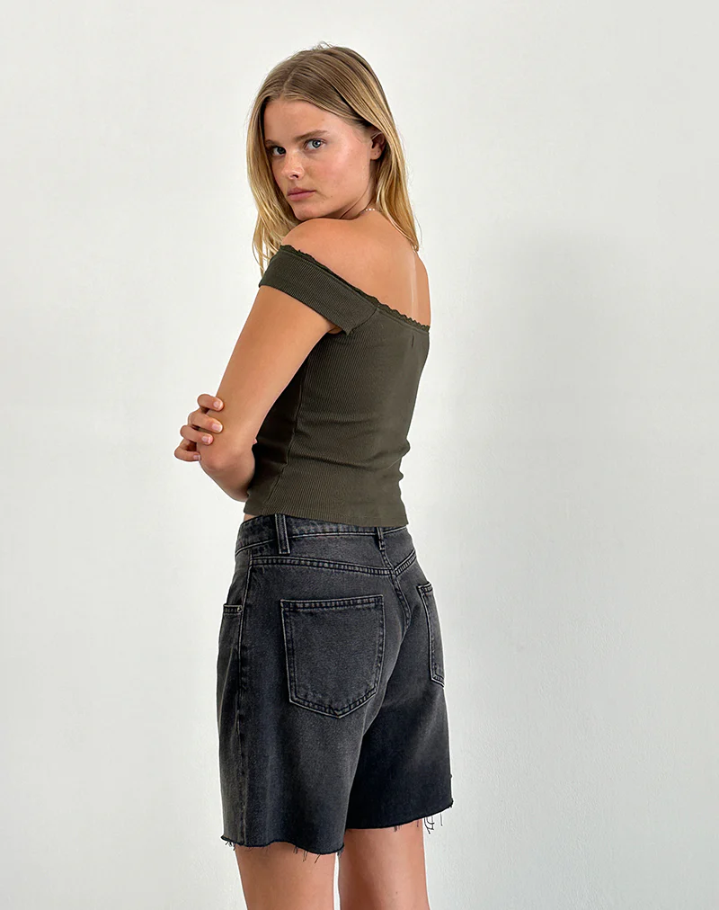 Chacha Top in Olive Rib Lace - Image 3