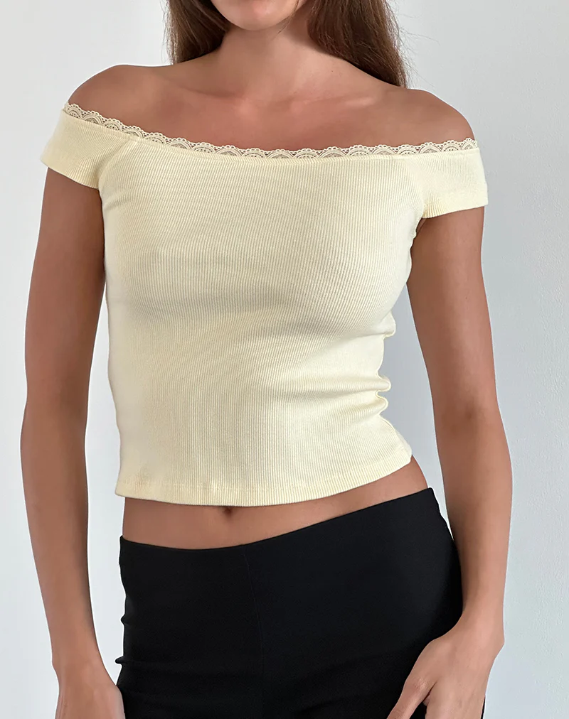 Chacha Top in Rib Lace Buttercream - Image 2