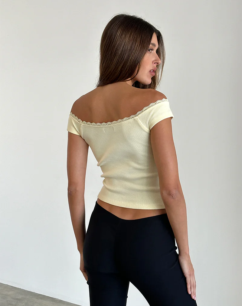 Chacha Top in Rib Lace Buttercream - Image 4