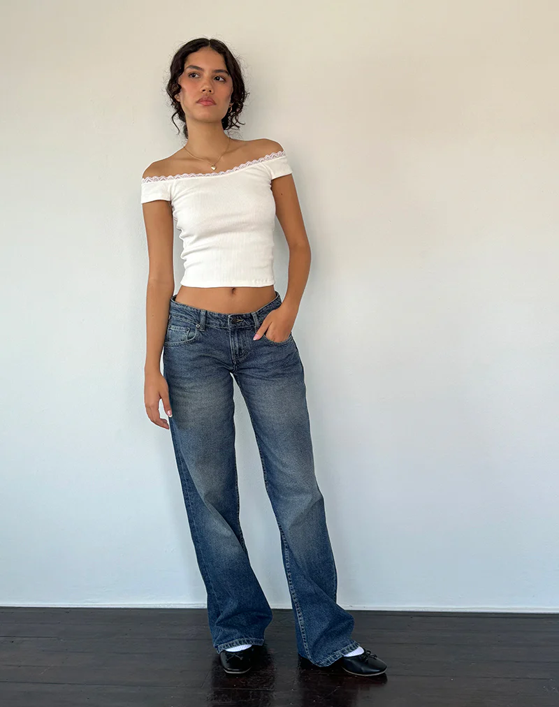 Chacha Top in Off White Rib Lace - Image 4
