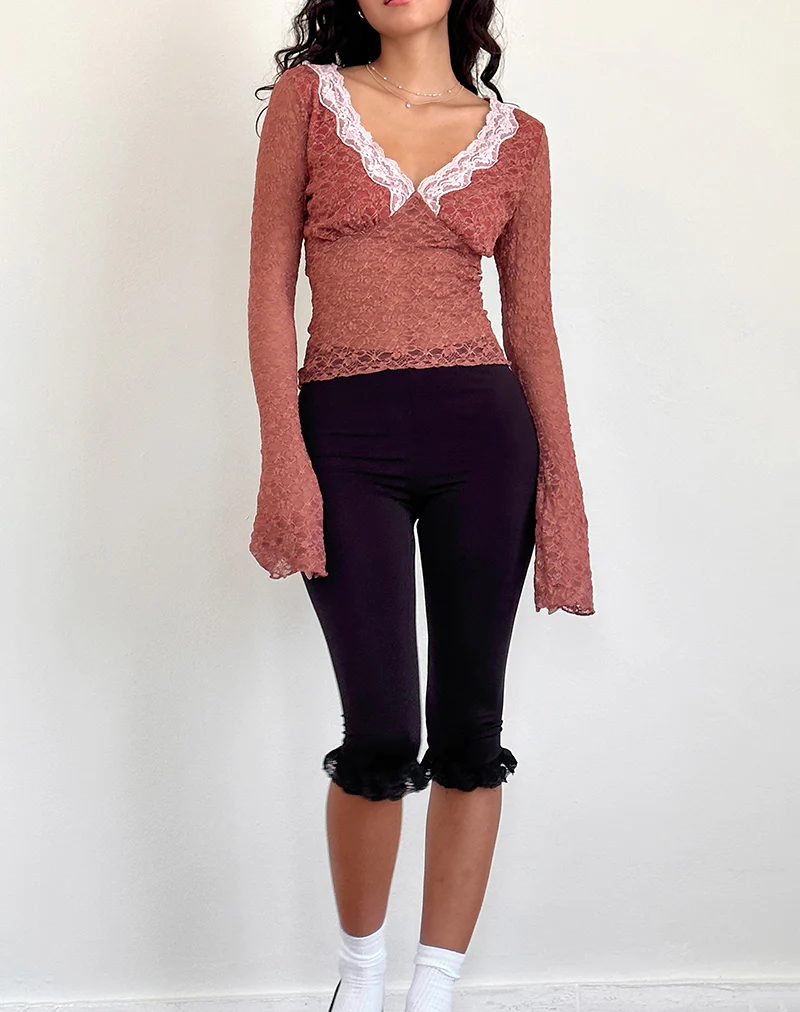 Chantal Long Sleeve Lace Top in Withered Rose - Image 3