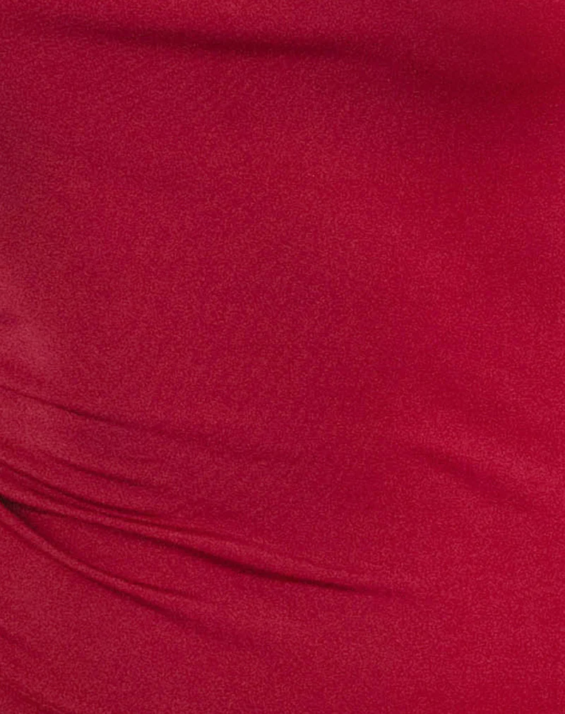 Charley Rosette Top in Lycra Slinky Red - Image 6