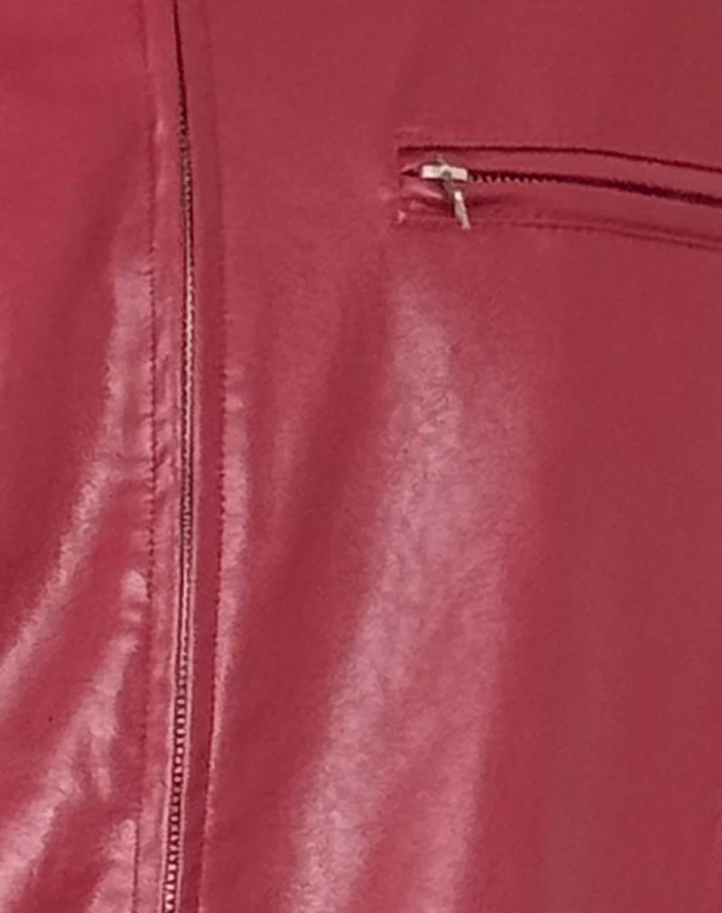 Charlize Moto Jacket in PU Red - Image 6
