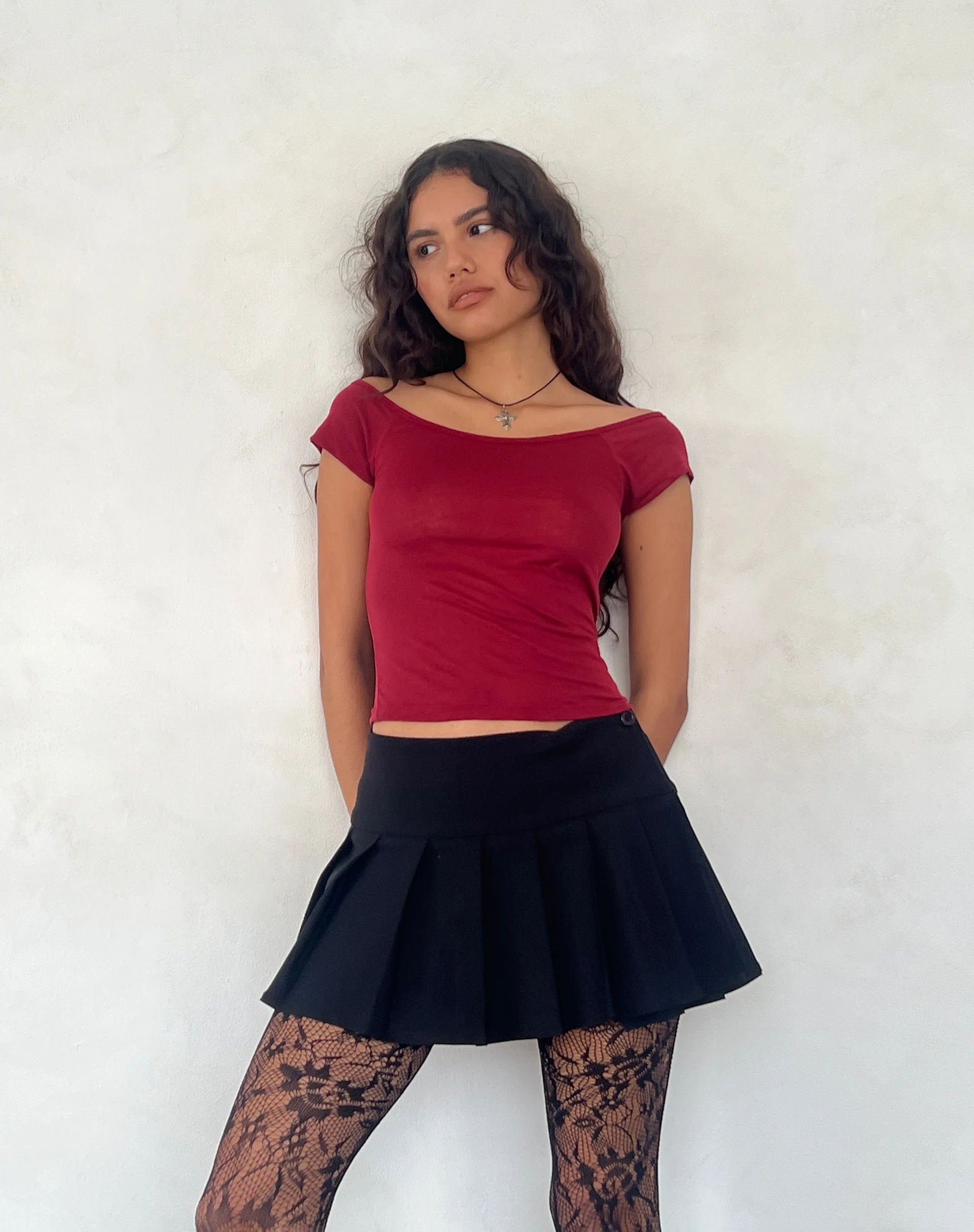 Charya Off The Shoulder Top in Adrenaline Red - Image 2