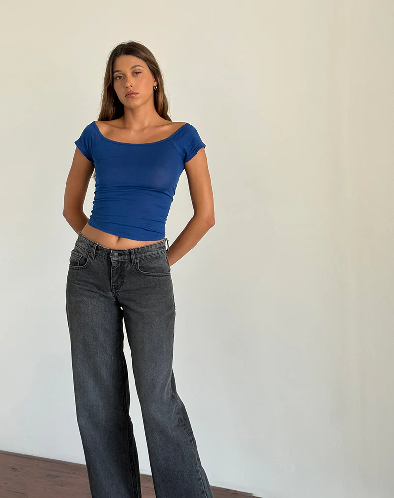 Charya Off The Shoulder Top in Dazzling Blue - Image 3