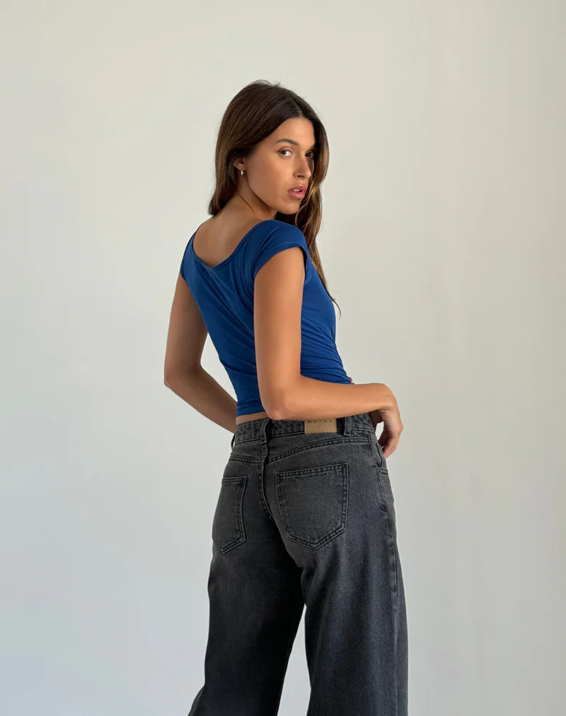 Charya Off The Shoulder Top in Dazzling Blue - Image 5