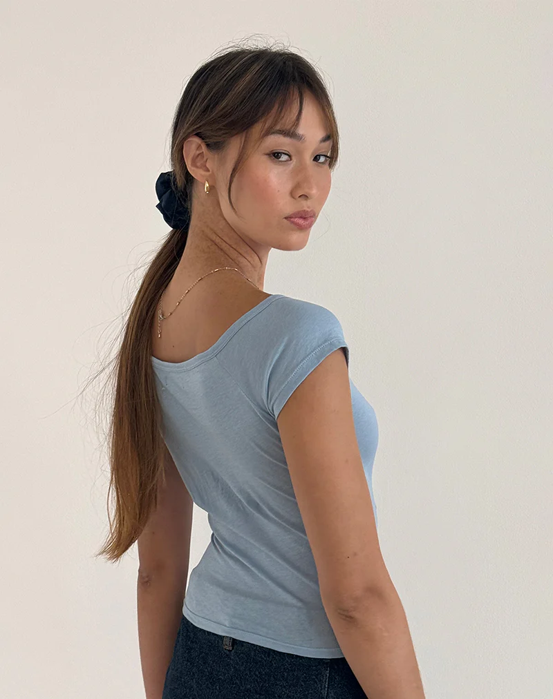 Charya Off Shoulder Top in Nantucket Blue - Image 4
