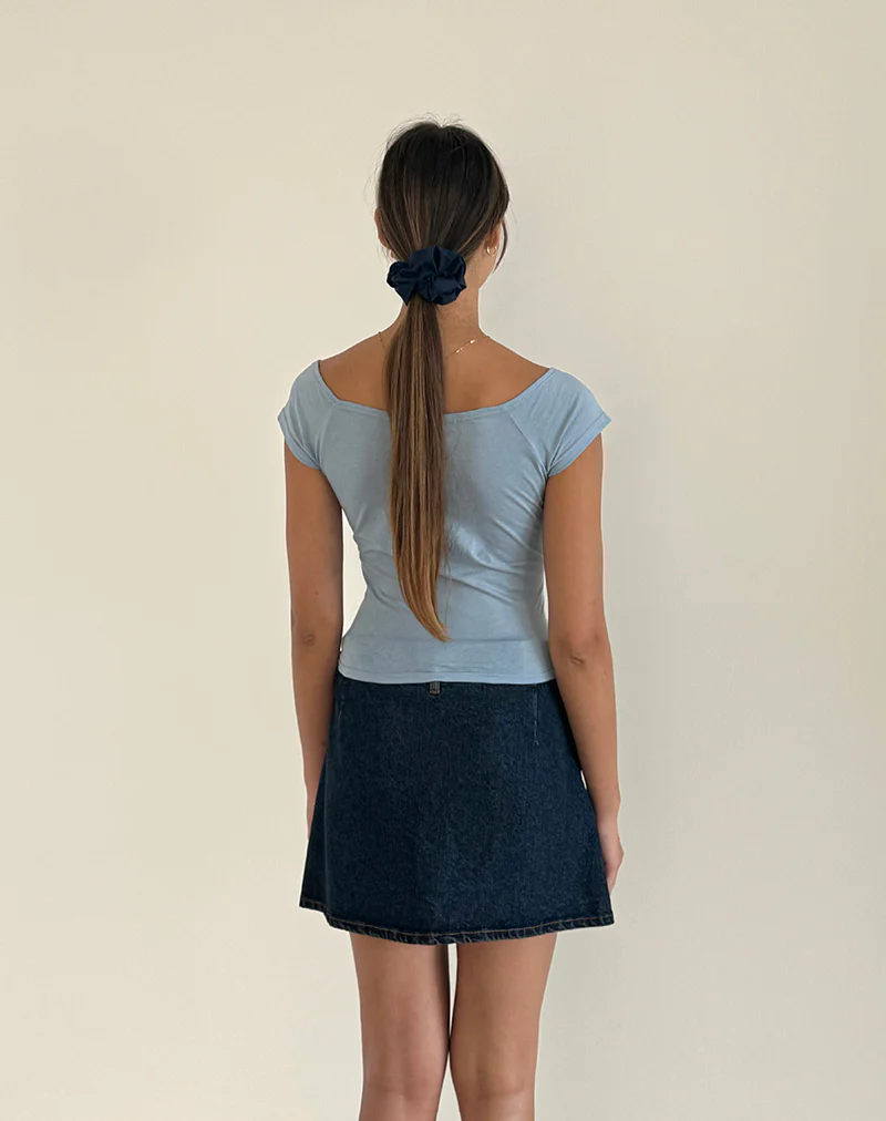 Charya Off Shoulder Top in Nantucket Blue - Image 6