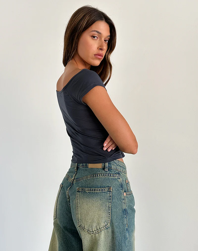 Charya Off The Shoulder Top in Ocean Storm - Image 2