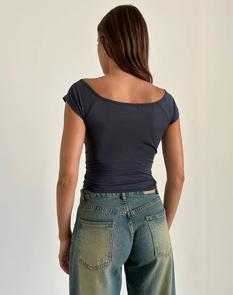 Charya Off The Shoulder Top in Ocean Storm - Image 5