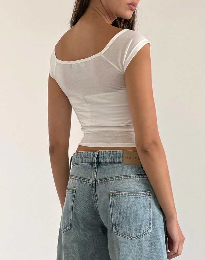 Charya Off The Shoulder Top in Off White - Image 4