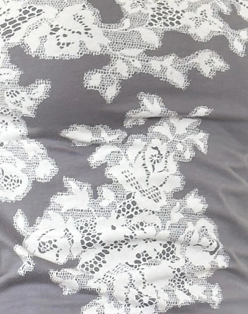 Charya Off the Shoulder Top in Grey Floral Lace - Image 5