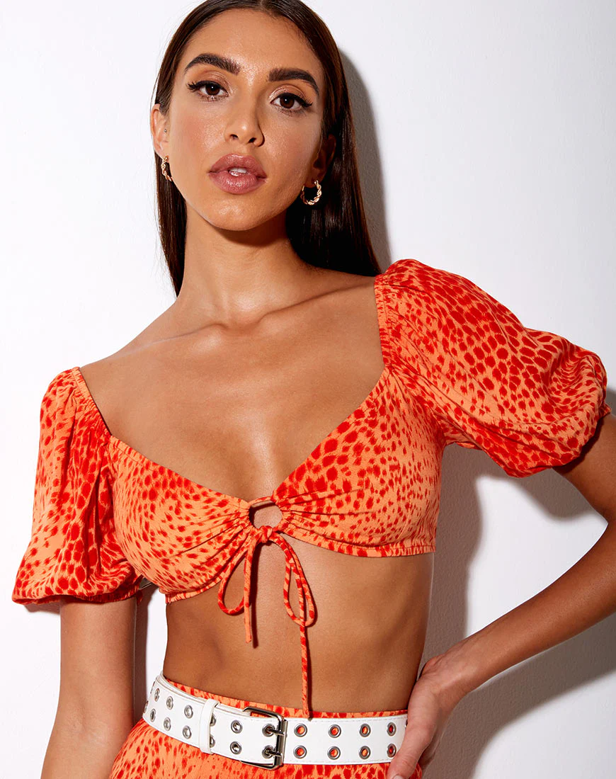 Chelin Crop Top in Gradient Cheetah Tangerine - Image 5