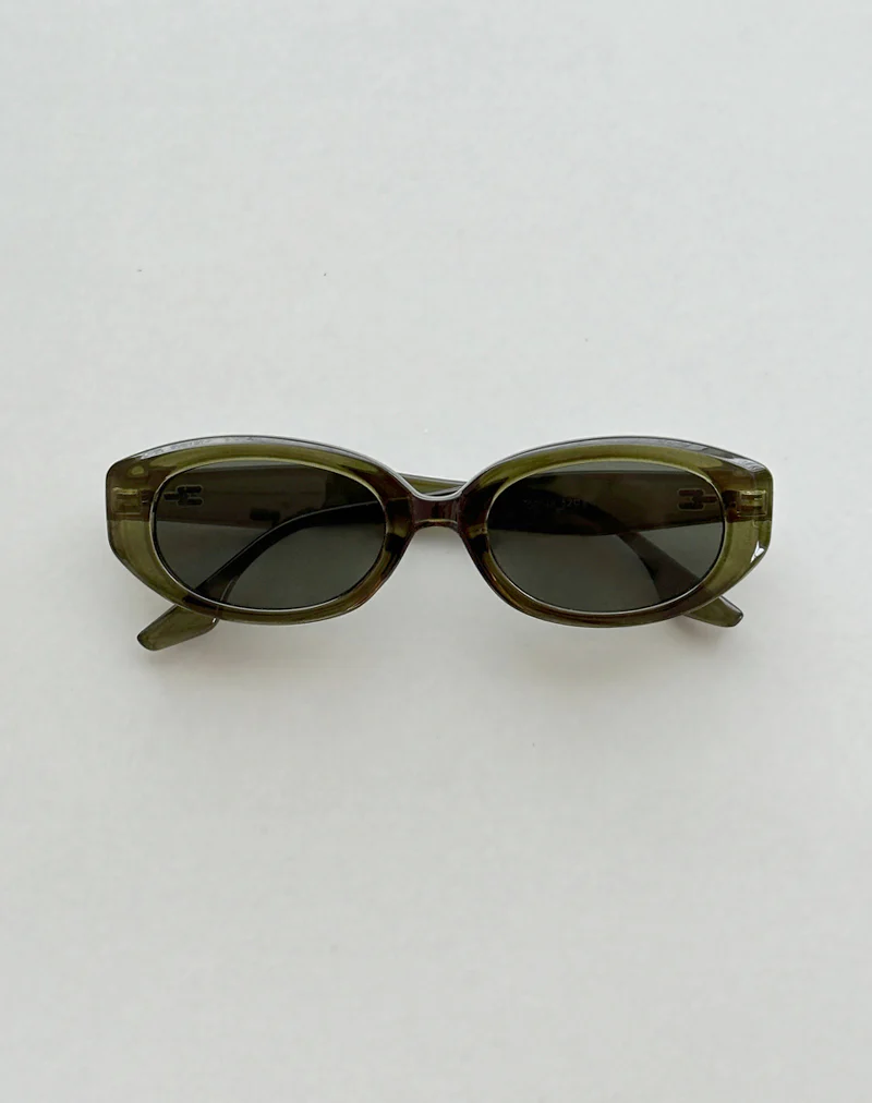 Chelonia Oval Sunglasses in Dark Olive - Image 3