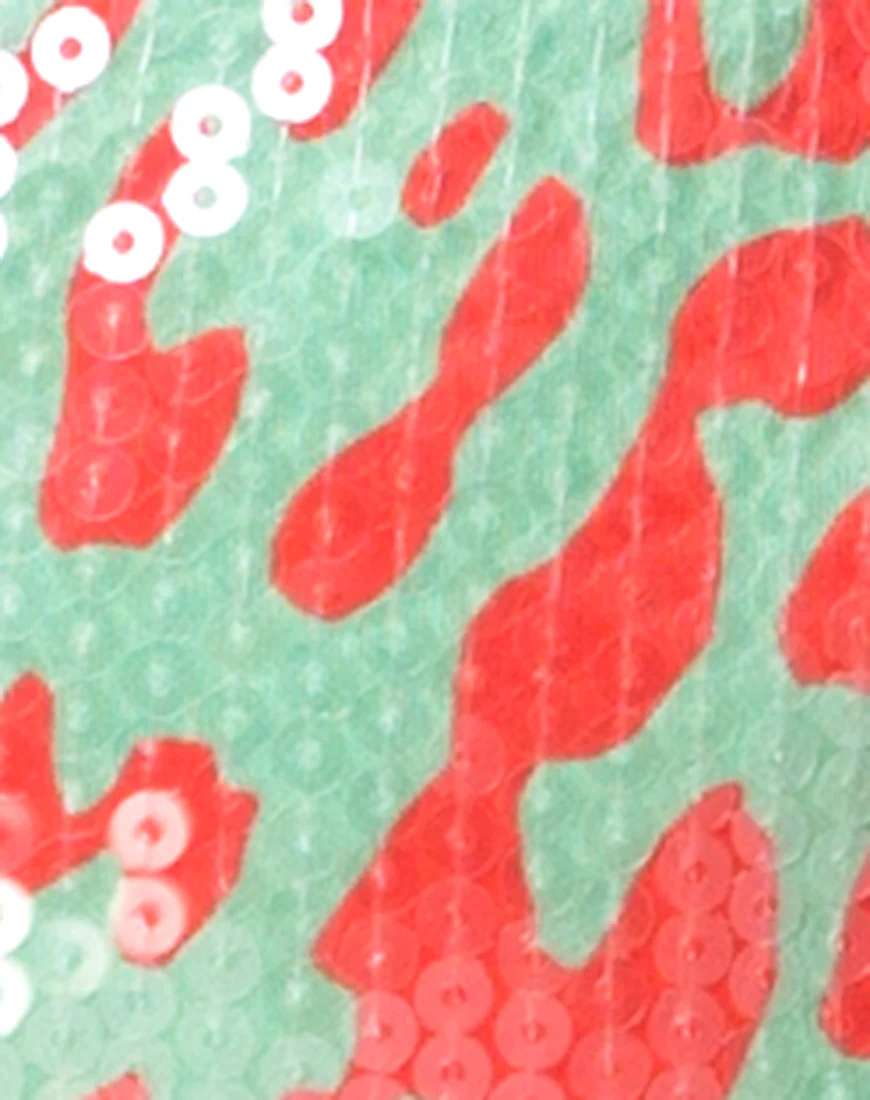 Cherish Skirt in Fluro Leopard with Clear Sequin - Image 5