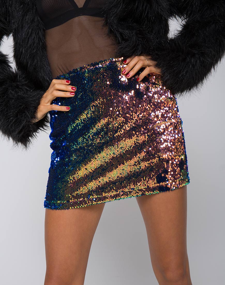 Cherry Tube Skirt in Fishcale Sequin Pink Oil - Image 2