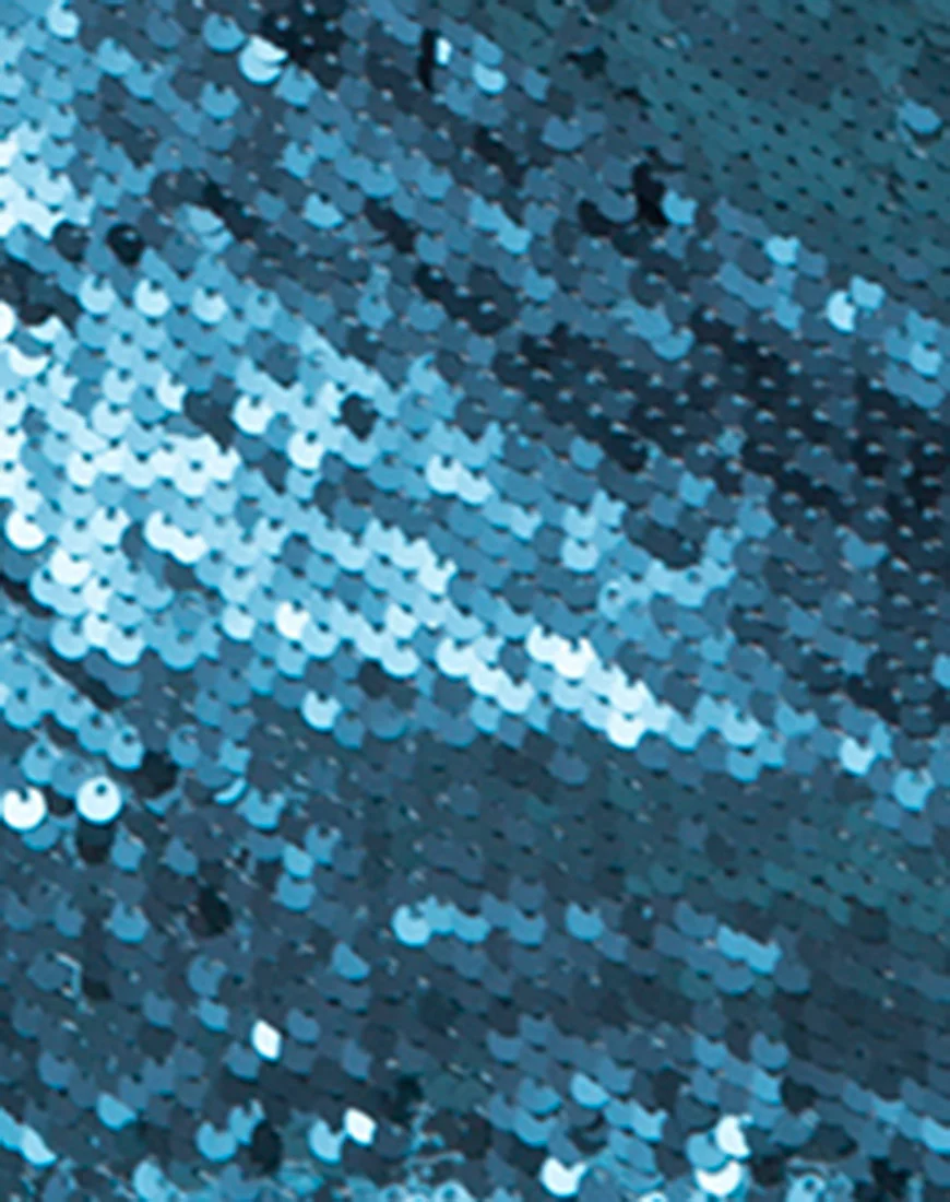 Cherry Tube Skirt in Mini Sequin Teal - Image 5