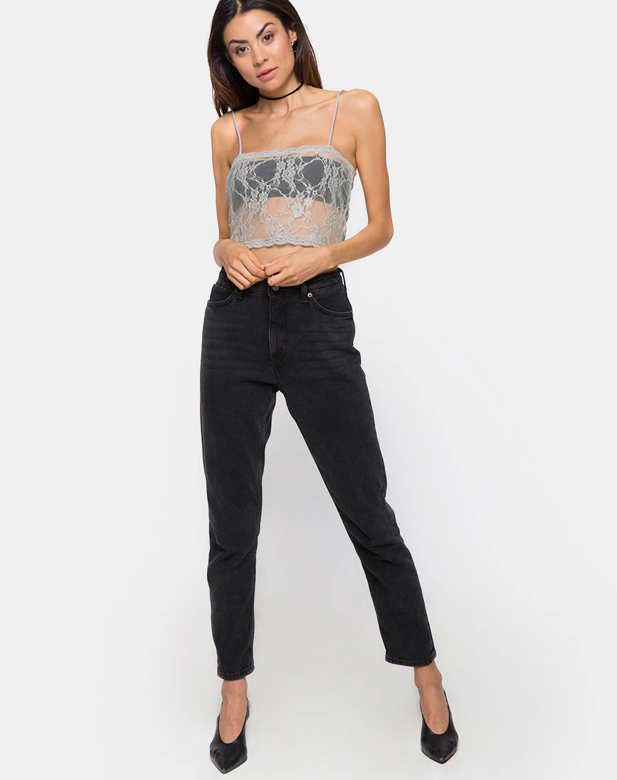 Chesa Crop Top in Daisy Lace Pistachio - Image 3