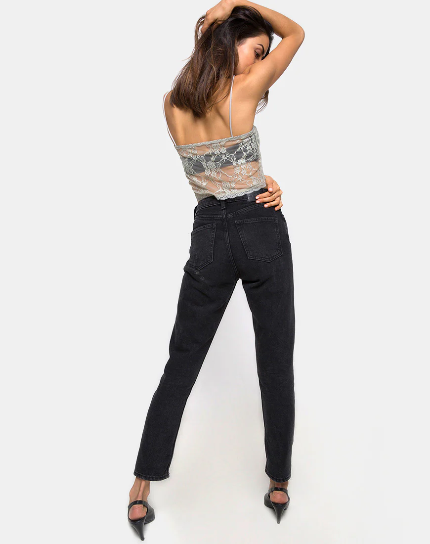 Chesa Crop Top in Daisy Lace Pistachio - Image 4