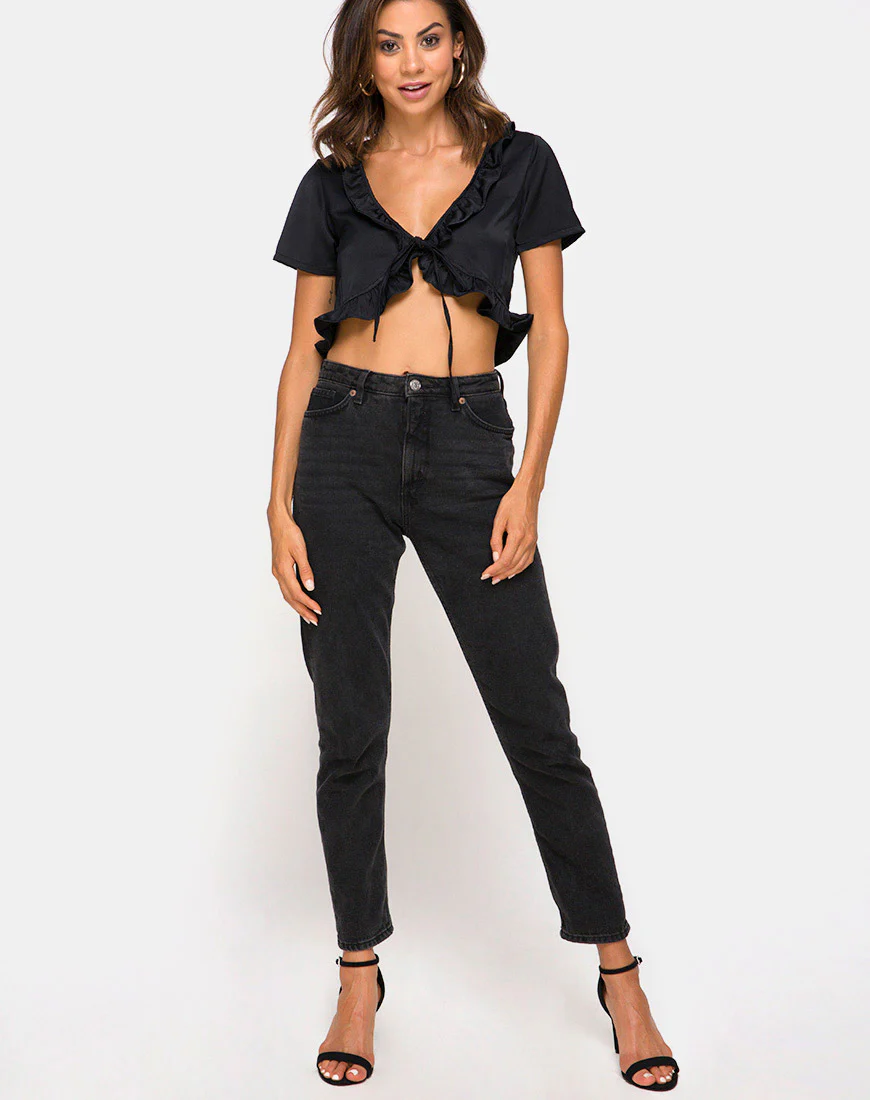 Chisa Top in Black Satin - Image 3