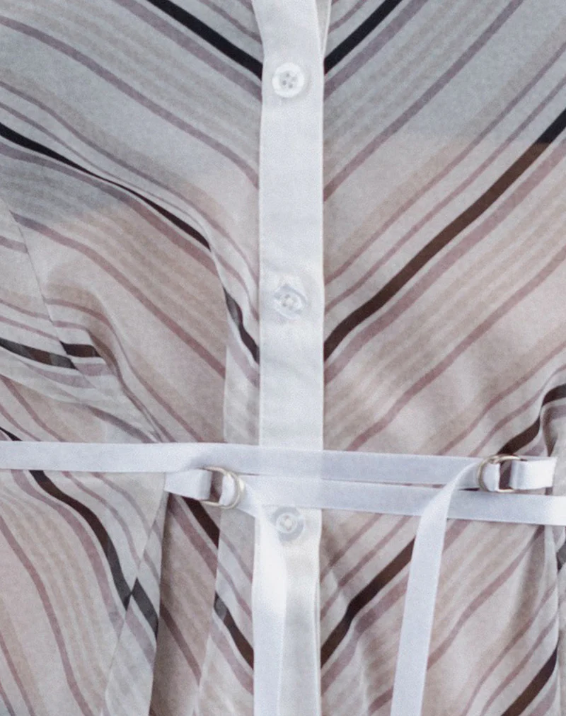 Christabel Shirt in Diagonal Stripe Tonal Grey - Image 6
