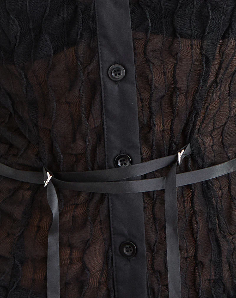 Christabel Shirt in Textured Mesh Black - Image 6