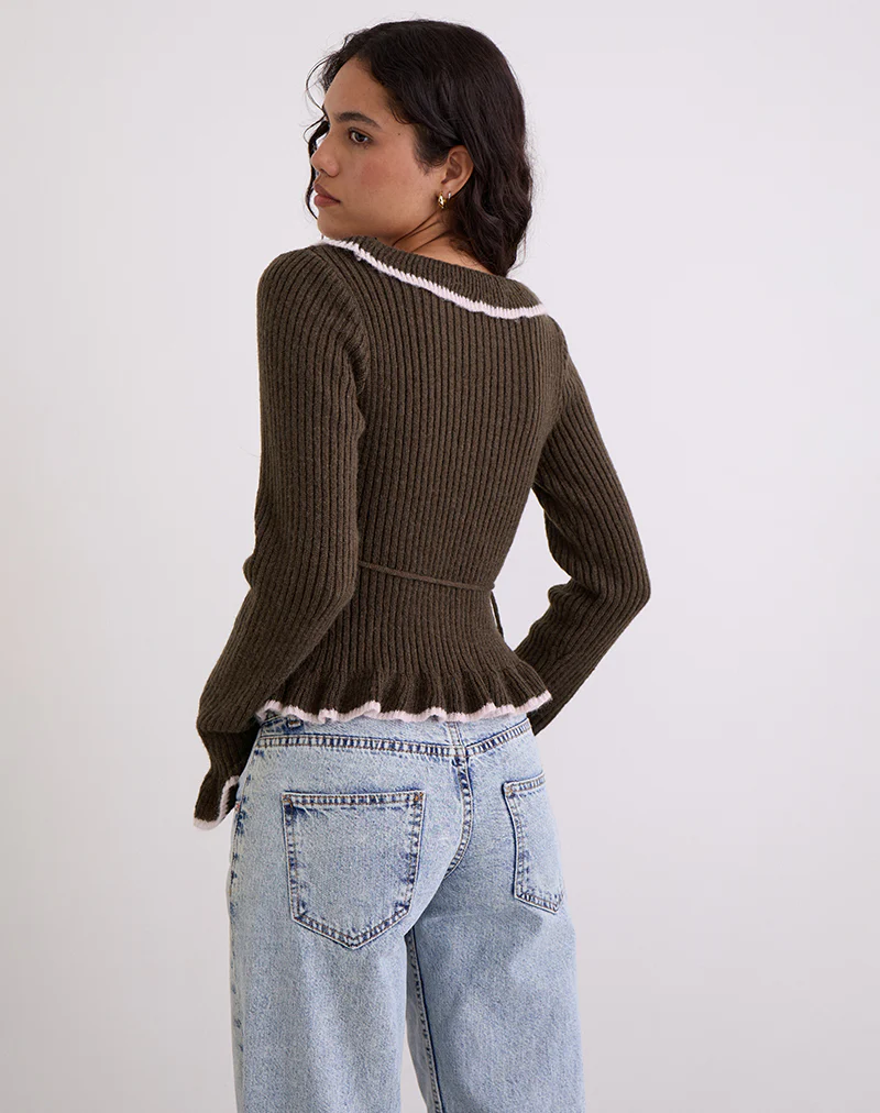 Christella Top in Dark Chocolate with Pink - Image 4