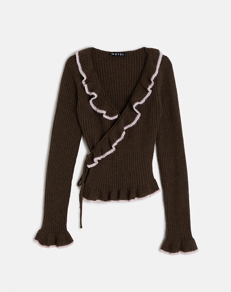 Christella Top in Dark Chocolate with Pink - Image 6