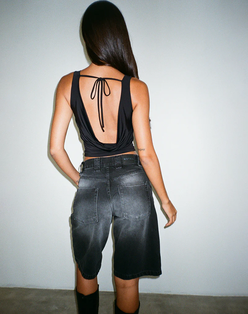 Chuya Cowl Back Top in Slinky Black - Image 5